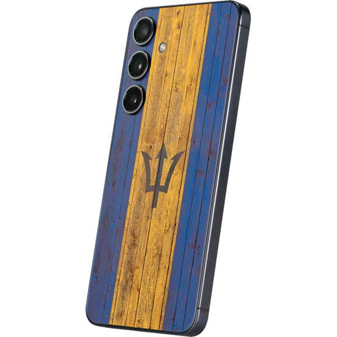 Barbados Flag Dark Wood Galaxy S24 Plus Skin